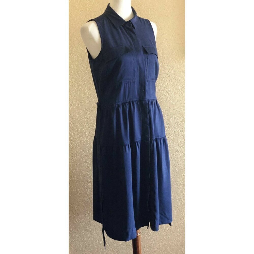 Maison Jules Womens Navy Blue Tencel A Line Utility-Pocket T Shirt Dress Size L - Picture 6 of 9